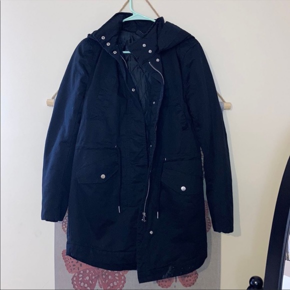 NWOT H&M BLACK PADDED PARKA WITH HOOD - Picture 2 of 7